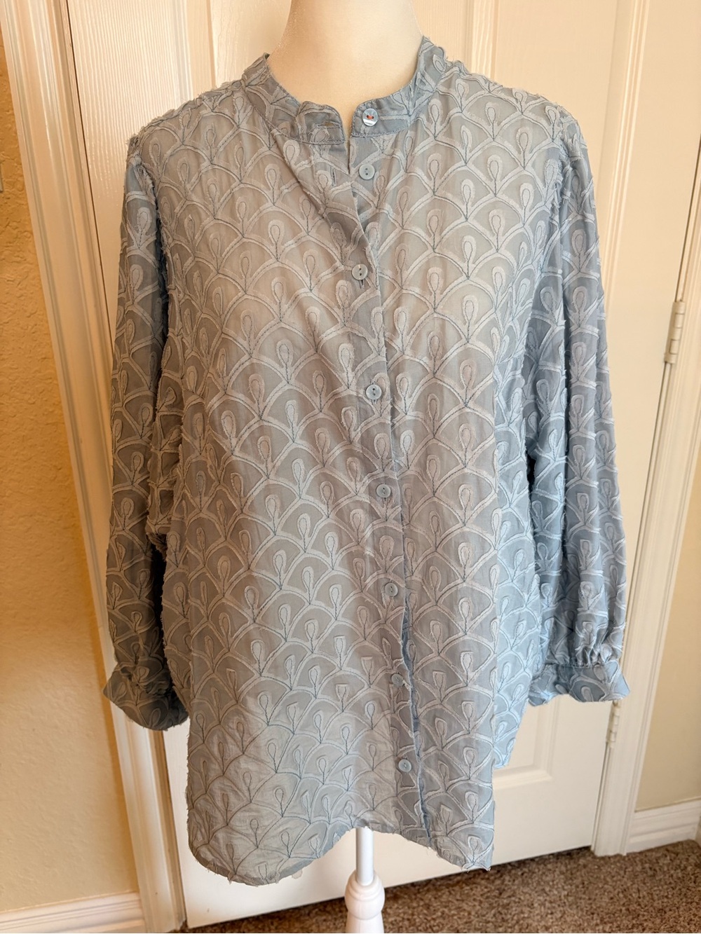 Anthropologie Pilcro Light Blue Appliqué Button-Down Women's Top